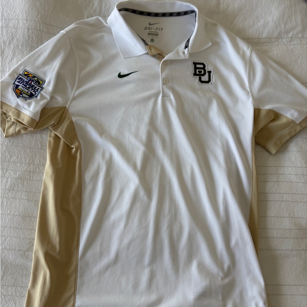 Nike White and Gold Polo Shirt (Baylor)
